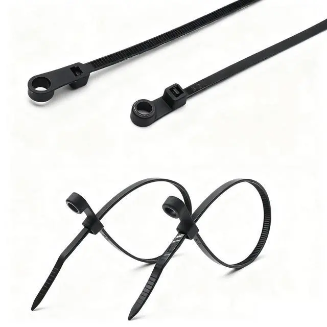 Alt view image 6 of 6 - 400pcs Zip Tie with Screw Hole, 6 inch Automotive Wire Self Locking Black Zip Ties Screw Zip Tie Mount (6")