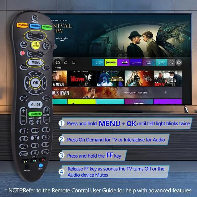 Alt view image 7 of 7 - S30-S1B Remote Control for AT&T U-Verse Receiver and TV | Compatible with AT&T U-Verse System Receiver Cable Boxes ISB7005 and ISB7000, with Backlit Function