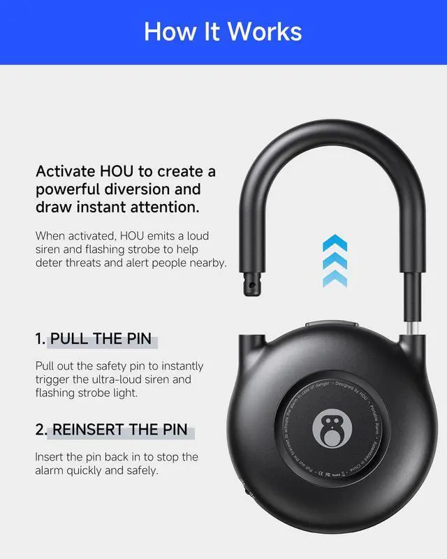 Alt view image 3 of 6 - 130dB Personal Alarms for Women USB-C Rechargeable Self Defense Alarm Keychain with Strobe Light Loud Personal Safety Alarm for Students & Jogging Safe for Seniors, Black