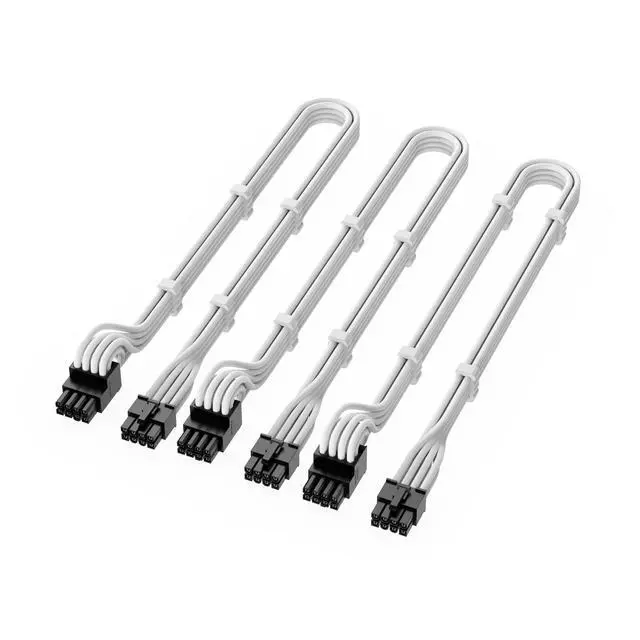 Alt view image 6 of 6 - X-Enlazar PSU Cable Kit for Thermaltake Power Supplies - 90-Degree Connectors, Individually Sleeved with Braiding & Combs, 16AWG Wire, 9-Piece Kit, Type-B PCIe GPU Connectors - White