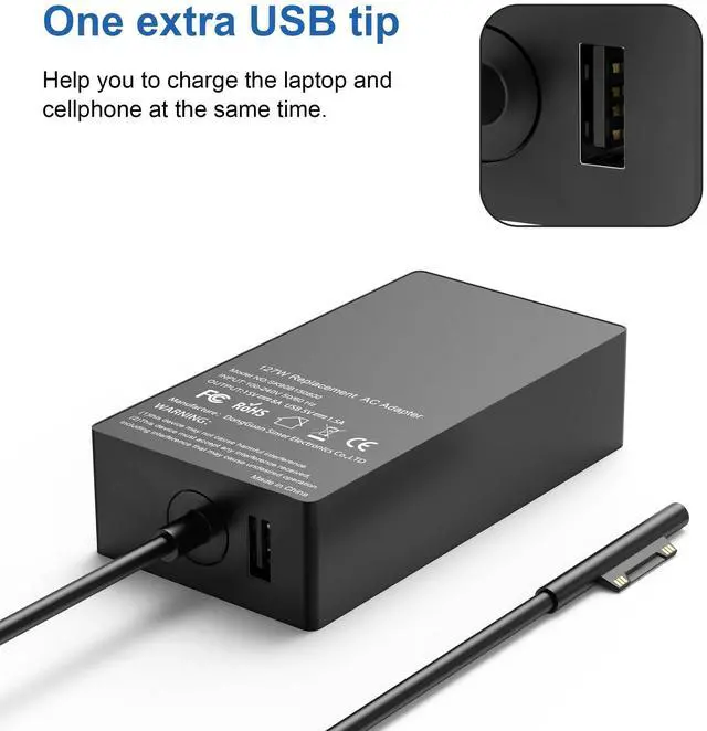 Alt view image 3 of 6 - 127W 15V 8A Laptop Charger for MicrosoftCompatible with Surface Pro X 9 8 7 6 5 4 3, Surface Book 3 2 1, Surface Laptop 5 4 3 2 1 and Surface Go 3 2 1 Power Cord AC Adapter Supply