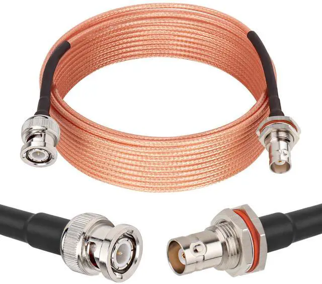 Main image of BNC Cable 20FT, 50 Ohm BNC Male to Female Bulkhead Mount RG316 Coax for Wireless Microphone System Receiver CB Radio UHF VHF Ham Radio Amateur