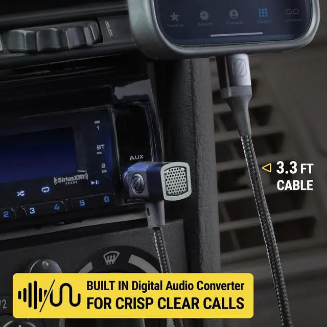 Alt view image 3 of 6 - CAUXMICB4-SP Hookup Premium USB-C to 3.5mm Auxiliary Jack Adapter, Braided Audio Cable with Built-in Mic and Relocation Dock for Convenient Placement and Hands-Free Phone Calls
