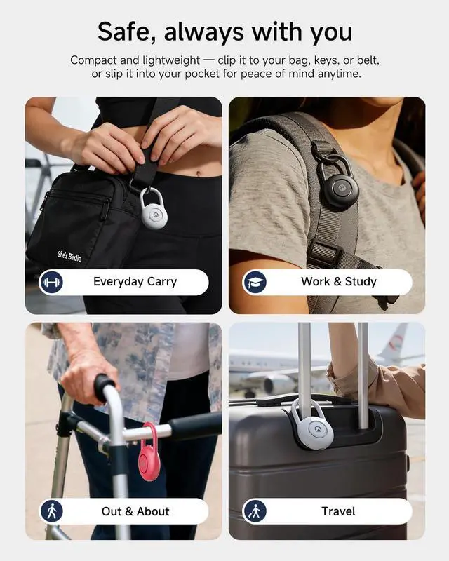 Alt view image 4 of 6 - 130dB Personal Alarms for Women USB-C Rechargeable Self Defense Alarm Keychain with Strobe Light Loud Personal Safety Alarm for Students & Jogging Safe for Seniors, Black