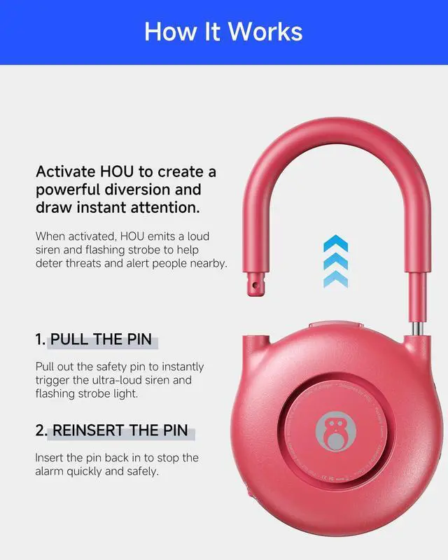 Alt view image 3 of 6 - 130dB Personal Alarms for Women USB-C Rechargeable Self Defense Alarm Keychain with Strobe Light Loud Personal Safety Alarm for Students & Jogging Safe for Seniors, Magenta