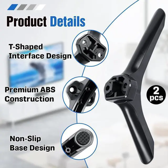 Alt view image 4 of 7 - 2 Pcs Replacement Base Compatible with Hisense 32 Inch Smart LED TV | Compatible with Hisense 32E2F 32V1F-R 32ASF,T-Shaped Interface TV Stand Legs,Tabletop Mounting Feet,Includes Mounting Screws