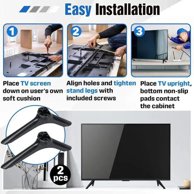 Alt view image 5 of 7 - 2 Pcs Replacement Base Compatible with Hisense 32 Inch Smart LED TV | Compatible with Hisense 32E2F 32V1F-R 32ASF,T-Shaped Interface TV Stand Legs,Tabletop Mounting Feet,Includes Mounting Screws
