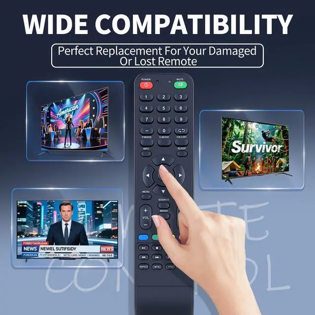 Alt view image 2 of 7 - Replacement Remote Control for Supersonic TV, Compatible with SC-2412 SC-2212 SC-1912 SC-1511 SC-1312 SC-4314K SC-4344K SC-4024K