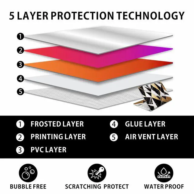 Alt view image 4 of 6 - Laptop Skin Decal HP 15.6" - Marbling, Laptop Cover Sticker, No Cutting Required, No Bubble, Waterproof, Scratch Resistant - Including Wide Screen and Wrist Pad
