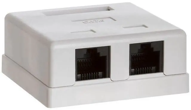 Main image of 2 Port Cat6 Surface Mount Box, RJ45 Cat6 Dual Port Surface Mount Box for Ethernet Cables, Screws and Double-Side