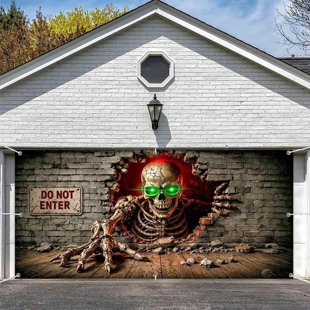 Main image of Halloween Garage Door Decorations, 16 x 7FT Large Hanging Banner Door Cover Spooky Party Photography Backdrop