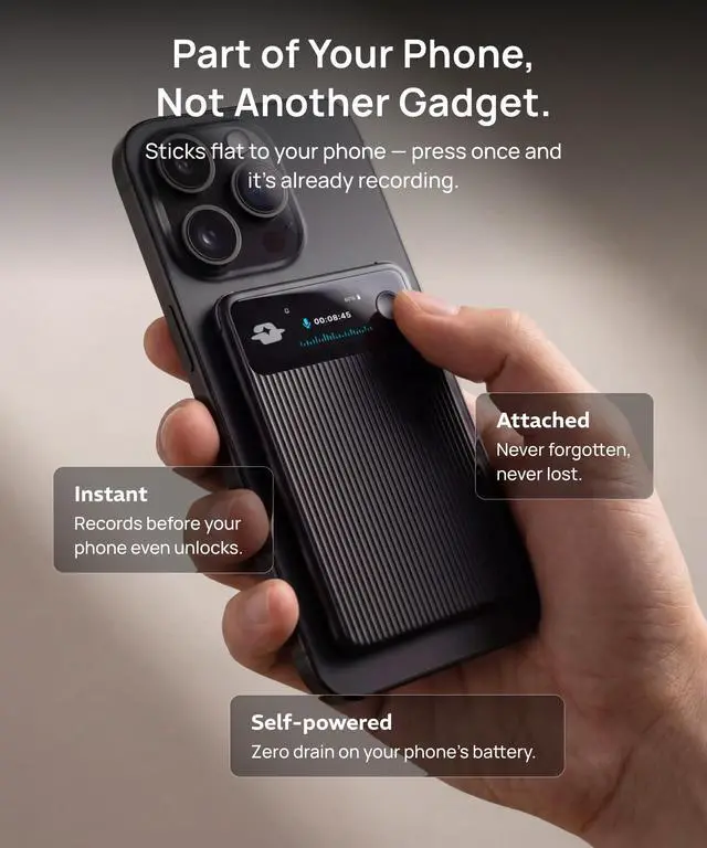 Alt view image 6 of 6 - 2.0 AI Voice Recorder with Transcription, AI Summary, 3 Modes, Speaker ID, Noise Reduction, 138 Languages, App Control, for Sudden Inspiration, Meetings, Calls, Lectures & More, Lite