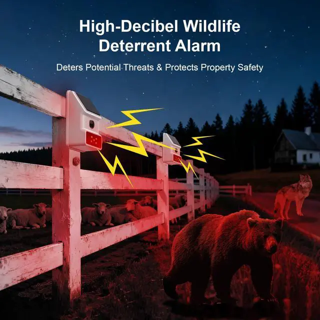 Alt view image 4 of 5 - Solar Outdoor Wireless Motion Sensor Alarm,High-Decibel Siren with Sound and Strobe Light Motion SensorProtects Homes,Farms,Garages,Ranches & More,Deters Potential Threats,NO Remote or WiFi