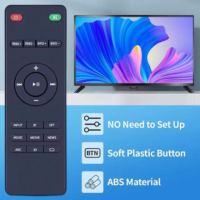 Alt view image 2 of 5 - Replacement Remote Control ONLY for Wohome S99 Small TV 2.1 Soundbar, for HD-019 Vmai X-BAR 2.1 Channel Sound Bar