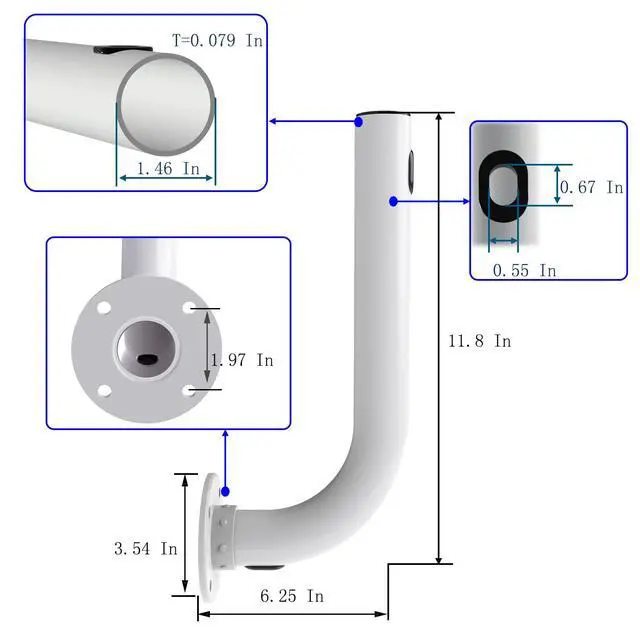 Alt view image 3 of 6 - Pole Mount, Antennas Mount,Electronics Pole for Outside Home Antenna Installation.11.8Inch Length