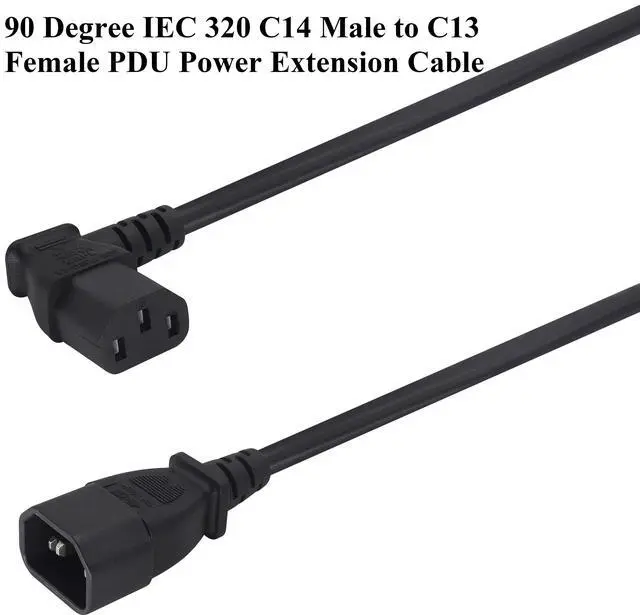 Alt view image 4 of 7 - 2-Pack 90 Degree IEC 320 C13 to C14 Extension Power Cord 10A/250V Standard Computer AC Power Socket Cord for Desktop Computers HDTV Monitor Speakers,Etc(C14 to C13/90 Degree-0.3M)