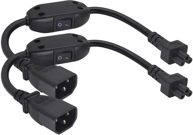 Main image of 2 Pack C14 to C5 AC Cable,10A 125V IEC 3Pole C14 Male to Mickey Mouse 3Pole Female Power Adapter with on/Off Switch Power Cord for Mickey Mouse Laptop Receptacle Converter.(C14/C5-0.3M)