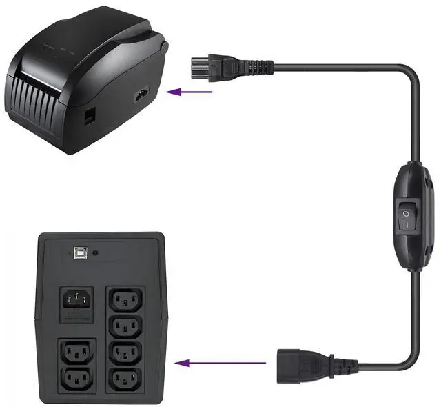 Alt view image 6 of 7 - 2 Pack C14 to C5 AC Cable,10A 125V IEC 3Pole C14 Male to Mickey Mouse 3Pole Female Power Adapter with on/Off Switch Power Cord for Mickey Mouse Laptop Receptacle Converter.(C14/C5-0.3M)