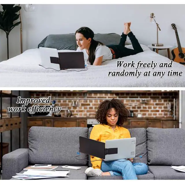 Alt view image 2 of 6 - 14.1'' Laptop Screen Extender, FHD IPS Portable Monitor, 360° Rotatable Dual Monitor for Laptop, Extender Connected with Type-c/hdmi, Support PC/Mobile Phone, Black