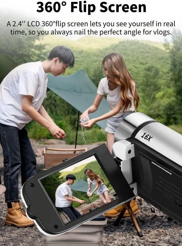 Alt view image 4 of 7 - 1080P Digital Camera for Photography, 16MP Vlogging Camera 16X Digital Zoom Digital Camera with 2.4in 360° Flip Screen, Compact Travel Camera for Teens Adult Beginner Kids ()