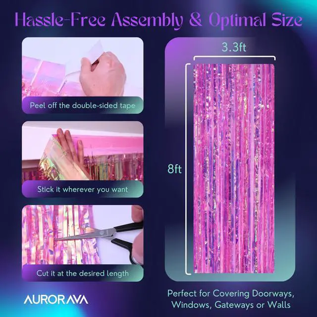 Alt view image 2 of 6 - 3.3 X 8 FT Foil Fringe Backdrop Curtains Party Supplies for Wedding Decor, Photo Booth, Streamers Party Decorations High Shine Ultra-Sparkly Back Drop Prom Decorations (Pink)