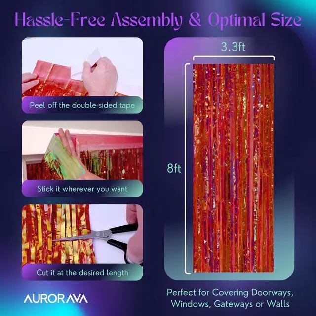 Alt view image 2 of 6 - 3.3 X 8 FT Foil Fringe Backdrop Curtains Party Supplies for Wedding Decor, Photo Booth, Streamers Party Decorations High Shine Ultra-Sparkly Back Drop Prom Decorations (Red)