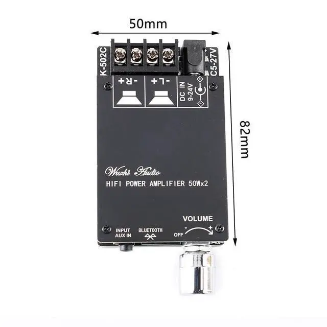 Alt view image 3 of 5 - ZK-502C HiFi 2.0 Stereo Bluetooth-Compatible Digital Amplifier Board TPA3116 50W x 2 Speaker Dual Channel Audio Amplifier with Filter with Shell