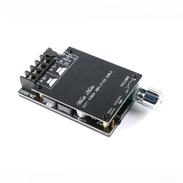Alt view image 4 of 5 - ZK-502C HiFi 2.0 Stereo Bluetooth-Compatible Digital Amplifier Board TPA3116 50W x 2 Speaker Dual Channel Audio Amplifier with Filter with Shell