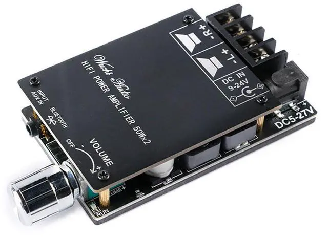 Main image of ZK-502C HiFi 2.0 Stereo Bluetooth-Compatible Digital Amplifier Board TPA3116 50W x 2 Speaker Dual Channel Audio Amplifier with Filter with Shell