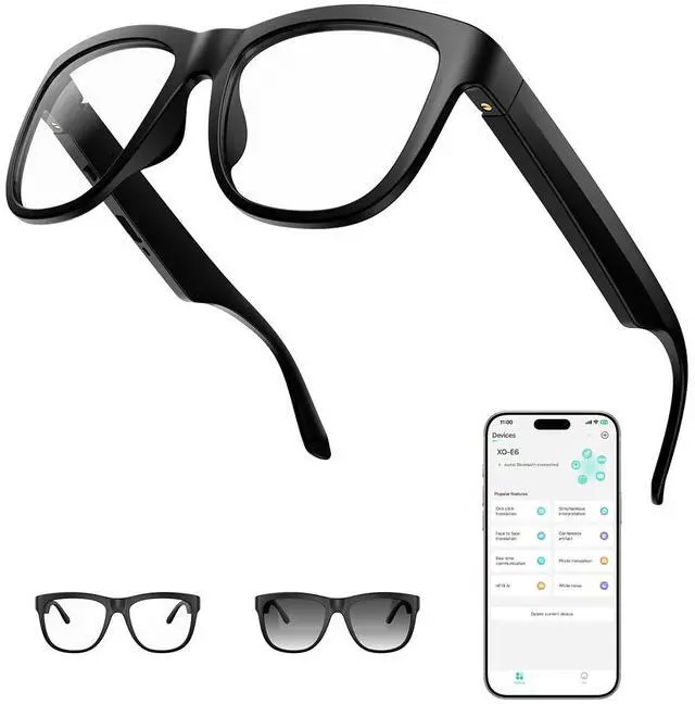 Main image of AI Smart Bluetooth Translation Glasses,Smart Glasses with 140+ Languages Online Translation and Color-Change Lens,Built-in Mic & Speakers,Anti-Blue Light Lens with Listening Voice Control