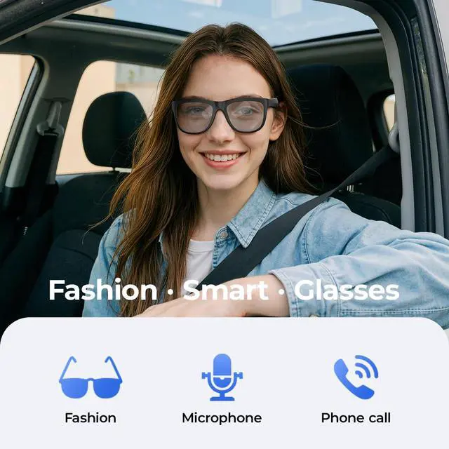 Alt view image 6 of 6 - AI Smart Bluetooth Translation Glasses,Smart Glasses with 140+ Languages Online Translation and Color-Change Lens,Built-in Mic & Speakers,Anti-Blue Light Lens with Listening Voice Control