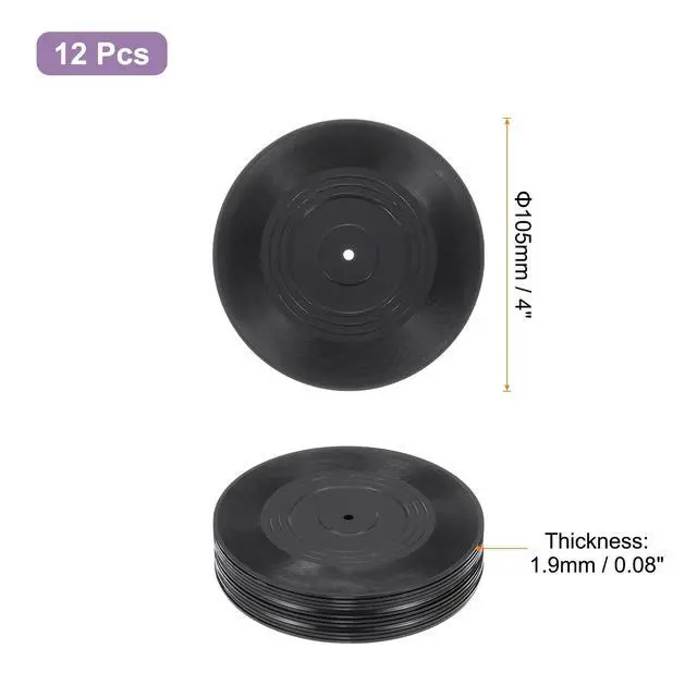 Alt view image 2 of 6 - 12Pcs Blank Vinyl Records 4 Inch Fake Record Vintage Decoration, PVC Plain Faux Blank Vinyl Records, Retro Vinyl Records for Home Studio Room Wall Aesthetic
