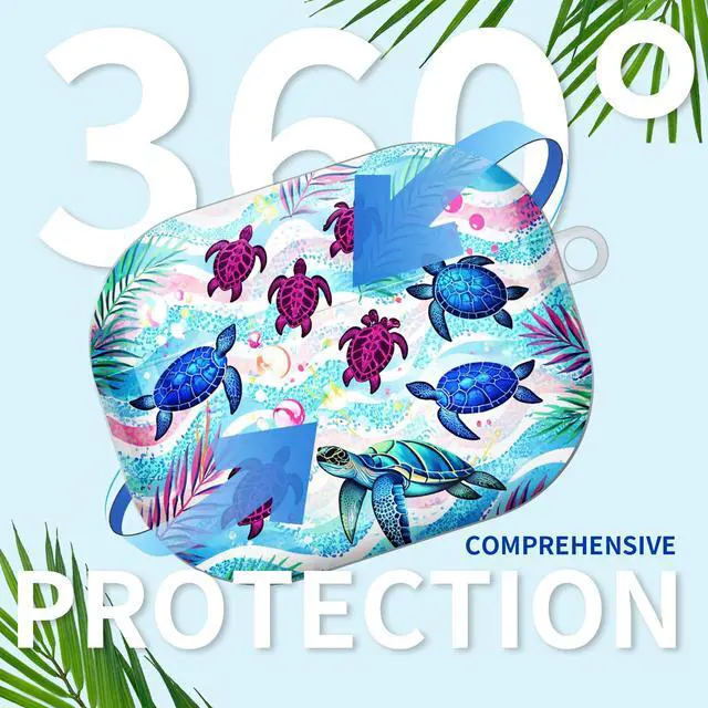 Alt view image 6 of 7 - Compatible with AirPod Pro 3rd Gen(2025) Case,Protective Case for AirPod Pro 3rd Gen, Shockproof with Carabiner, Wireless Charging Compatible for Women Men(Sea Turtles)
