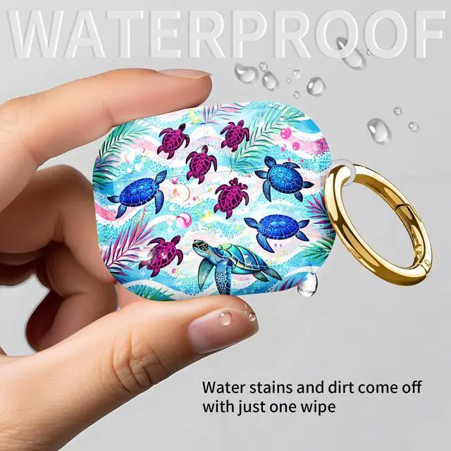 Alt view image 7 of 7 - Compatible with AirPod Pro 3rd Gen(2025) Case,Protective Case for AirPod Pro 3rd Gen, Shockproof with Carabiner, Wireless Charging Compatible for Women Men(Sea Turtles)