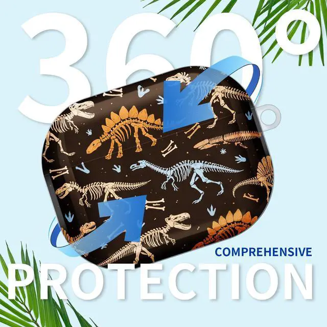 Alt view image 6 of 7 - Compatible with AirPod Pro 3rd Gen(2025) Case,Protective Case for AirPod Pro 3rd Gen, Shockproof with Carabiner, Wireless Charging Compatible for Women Men(Dinosaur)