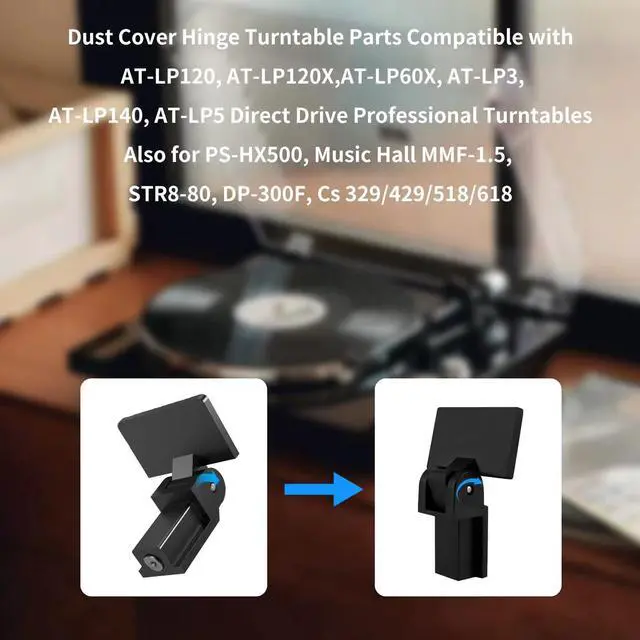 Alt view image 5 of 7 - Dust Cover Hinges for AT-PL120, AT-LP120-USB, AT-LP60X,at-LP5 and at-LP3 Turntables.Turntables Needle Stylus Brush and Cleaning Brush.Cartridge Headshell Wires