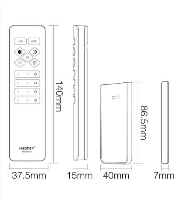 Alt view image 3 of 4 - C1 CCT Color Temperature Remote 2.4GHz, Wireless Tunable White LED Dimmer, Brightness & Color Temp Adjustable, Compact Remote