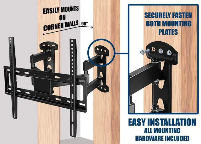 Alt view image 5 of 7 - Corner TV Wall Mount, 32-48", 66 lbs | Full motion swivel bracket for corner installations, VESA 400x400 pattern, flat-panel TVs