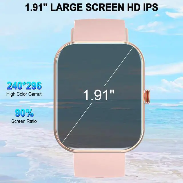 Alt view image 2 of 7 - Smart Watch for Men & Women, 1.91" Fitness Tracker with Answer/Make Calls, IP68 Waterproof, 110+ Sports Modes, Heart Rate & Sleep Monitoring, Compatible with Android iOS (Pink)