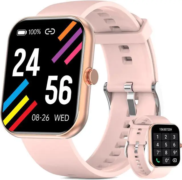 Main image of Smart Watch for Men & Women, 1.91" Fitness Tracker with Answer/Make Calls, IP68 Waterproof, 110+ Sports Modes, Heart Rate & Sleep Monitoring, Compatible with Android iOS (Pink)