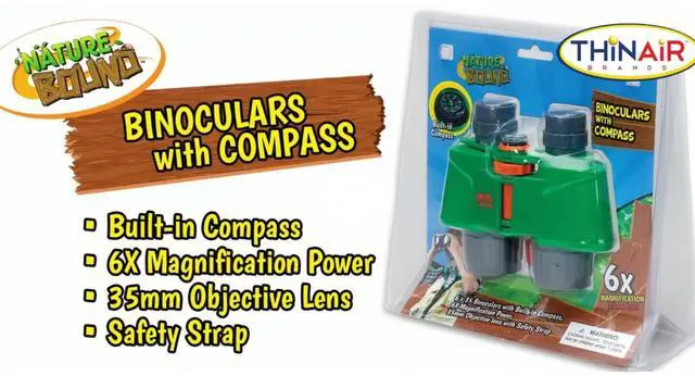Alt view image 2 of 6 - Binoculars for Kids Hi Resolution 6x35 - High Power Kids Binoculars with Built in Compass for Bird Watching, Hiking, Hunting, Spy, & Outdoor Exploration, for Boys & Girls