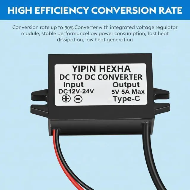 Alt view image 6 of 7 - DC 12V/24V to 5V USB C 5A 25W Step Down Converter Type-C Interface Buck Module Waterproof Power Adapter e (2-Pack)