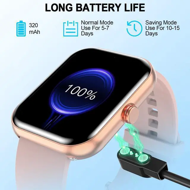 Alt view image 6 of 7 - Smart Watch for Men & Women, 1.91" Fitness Tracker with Answer/Make Calls, IP68 Waterproof, 110+ Sports Modes, Heart Rate & Sleep Monitoring, Compatible with Android iOS (Pink)