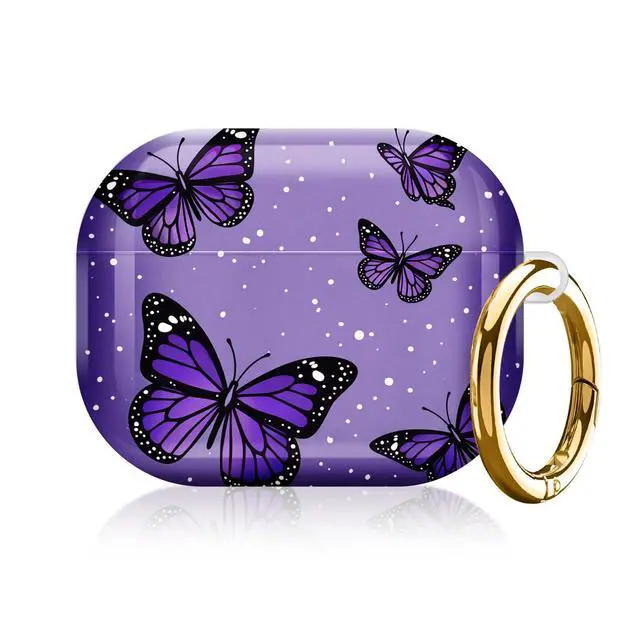 Alt view image 5 of 7 - Compatible with AirPod Pro 3rd Gen(2025) Case,Protective Case for AirPod Pro 3rd Gen, Shockproof with Carabiner, Wireless Charging Compatible for Women Men(Purple Butterflies)