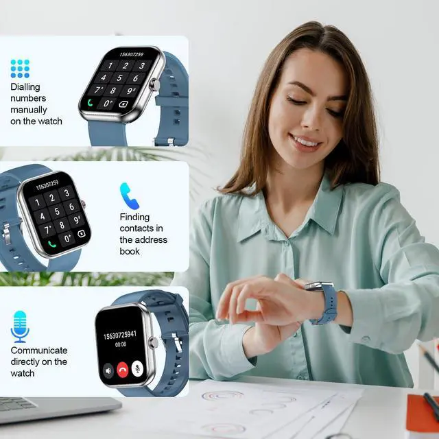 Alt view image 3 of 7 - Smart Watch for Men & Women, 1.91" Fitness Tracker with Answer/Make Calls, IP68 Waterproof, 110+ Sports Modes, Heart Rate & Sleep Monitoring, Compatible with Android iOS (Blue)