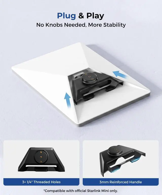 Alt view image 2 of 7 - Starlink Mini Mount Tripod Kit - 63 Inch Adjustable 4 Height | Ground Stakes for Stability 180° Tilt Head Accessories Adapter Stand Star Link Ultra Portable Compatible with RV Travel