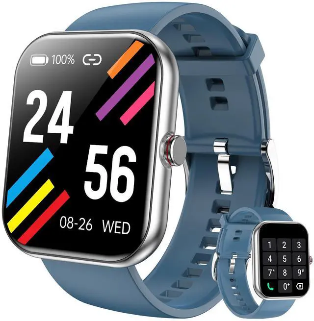Main image of Smart Watch for Men & Women, 1.91" Fitness Tracker with Answer/Make Calls, IP68 Waterproof, 110+ Sports Modes, Heart Rate & Sleep Monitoring, Compatible with Android iOS (Blue)