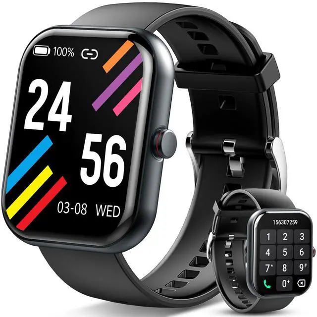Main image of Smart Watch for Men & Women, 1.91" Fitness Tracker with Answer/Make Calls, IP68 Waterproof, 110+ Sports Modes, Heart Rate & Sleep Monitoring, Compatible with Android iOS (Black)