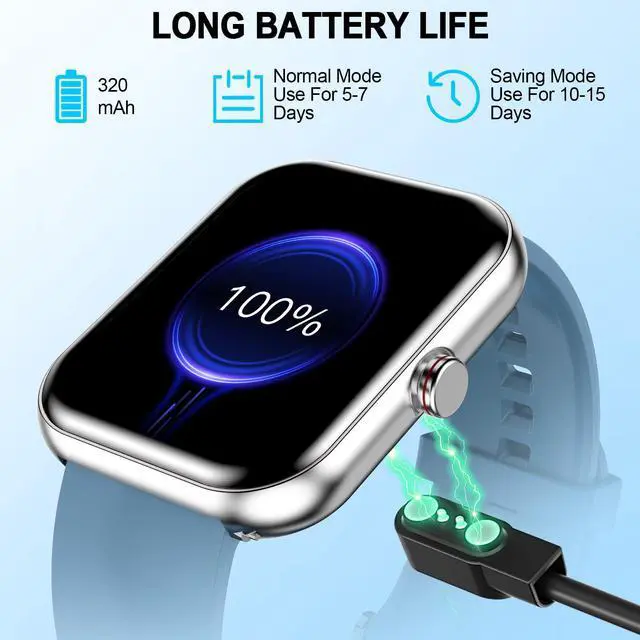 Alt view image 6 of 7 - Smart Watch for Men & Women, 1.91" Fitness Tracker with Answer/Make Calls, IP68 Waterproof, 110+ Sports Modes, Heart Rate & Sleep Monitoring, Compatible with Android iOS (Blue)