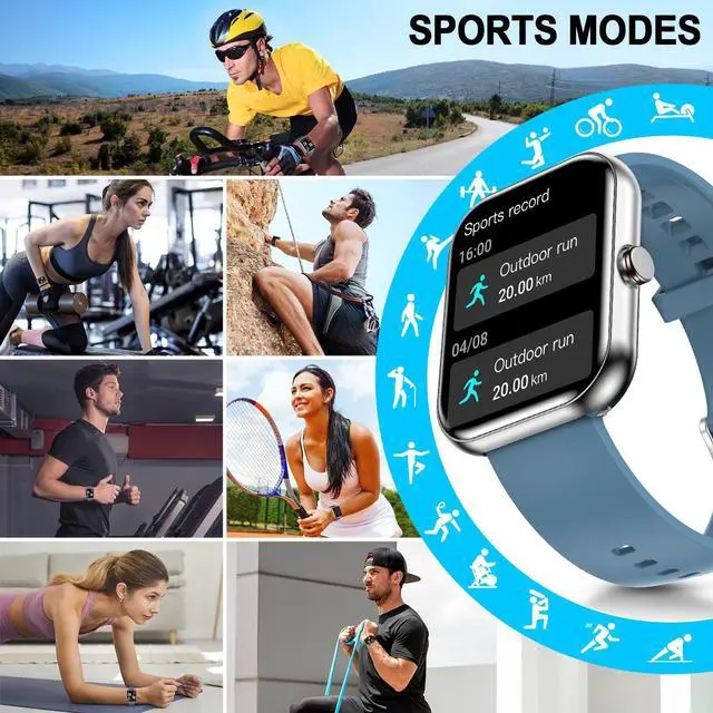 Alt view image 4 of 7 - Smart Watch for Men & Women, 1.91" Fitness Tracker with Answer/Make Calls, IP68 Waterproof, 110+ Sports Modes, Heart Rate & Sleep Monitoring, Compatible with Android iOS (Blue)